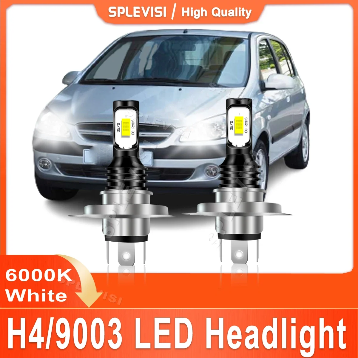 LED Car Light H4/9003 Bulb Replace For Hyundai GETZ 2002 2003 2004 2005 2006 2007 2008 2009 2010 2011 Headlight High Low Beam