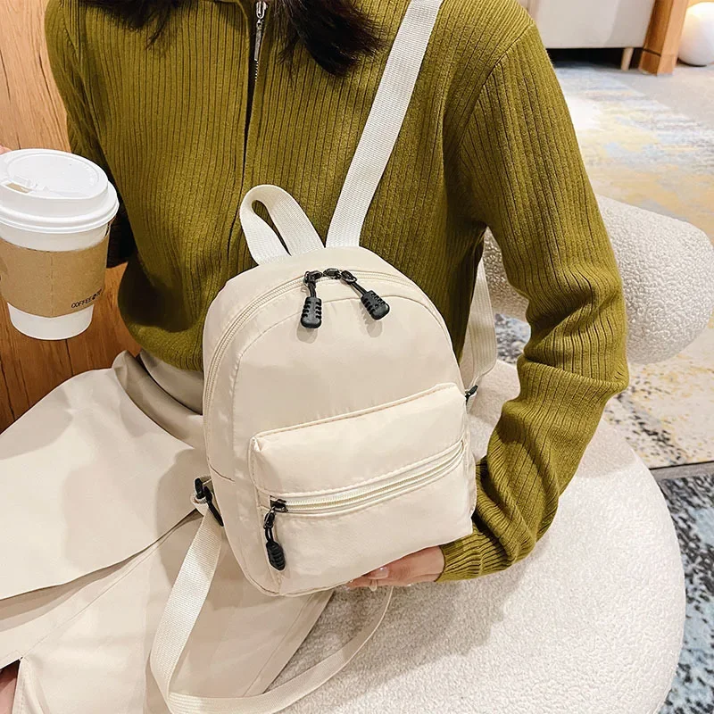 Mini Women's Backpacks Trend Nylon Female Bag Preppy Style School Travel Bags White Feminina Mini Rucksack For Teen Girls