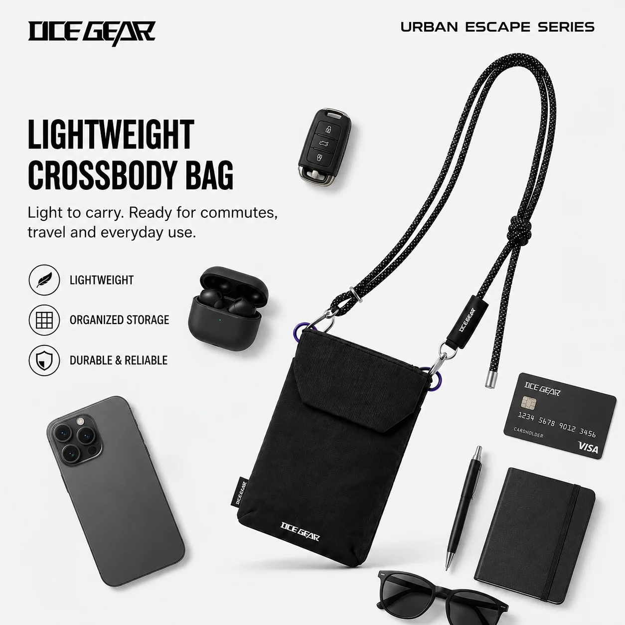 OCEGEAR Mini Crossbody Bag Men Women Casual Phone Bag Travel Small Shoulder Bag Male Light Sling Bag Chest Pack Messenger Bags