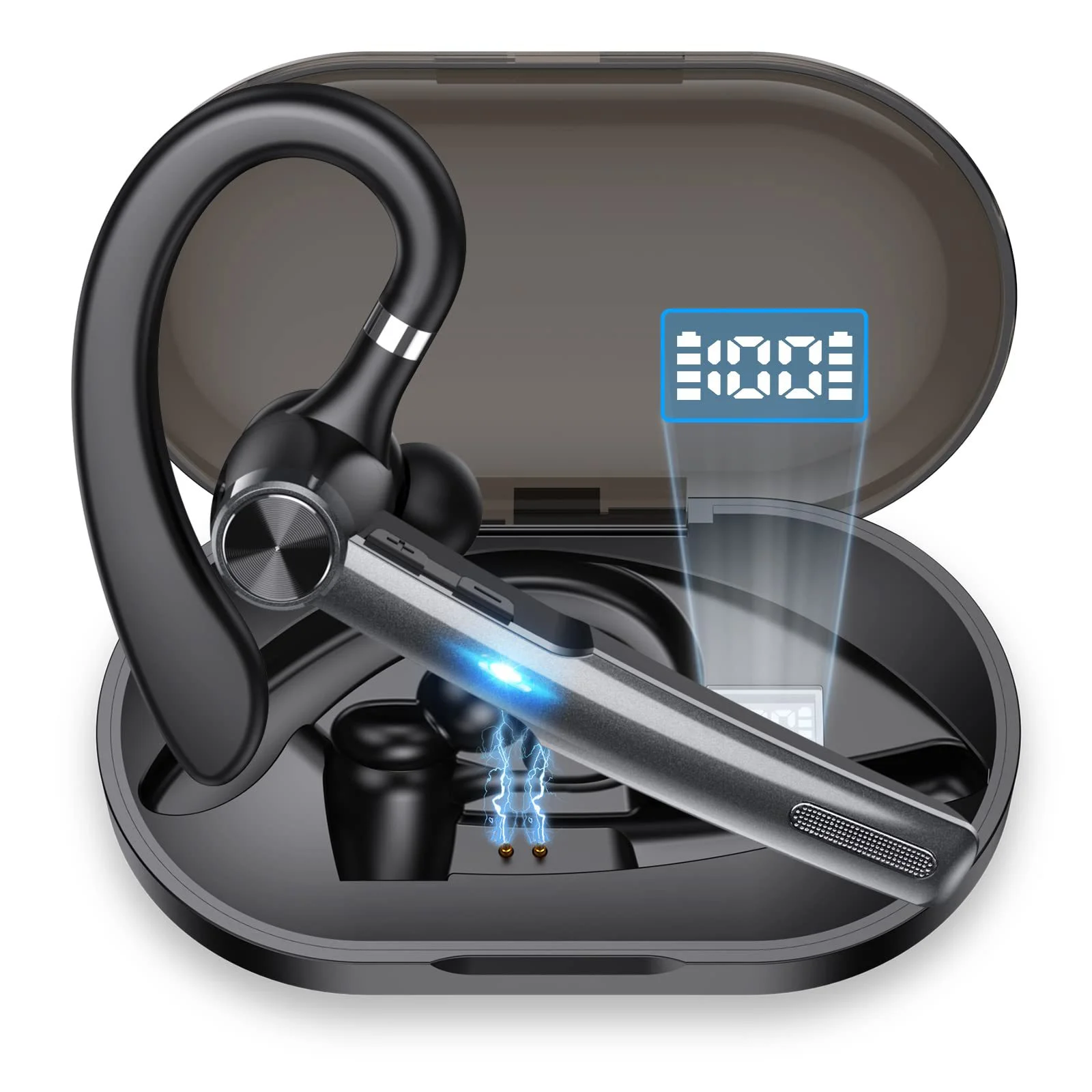 Wireless Bluetooth 5.3 Headset Ear Hanging Call Noise Cancellation with Dual Mic Business Earphones Hands Free Ergonomic Earbuds