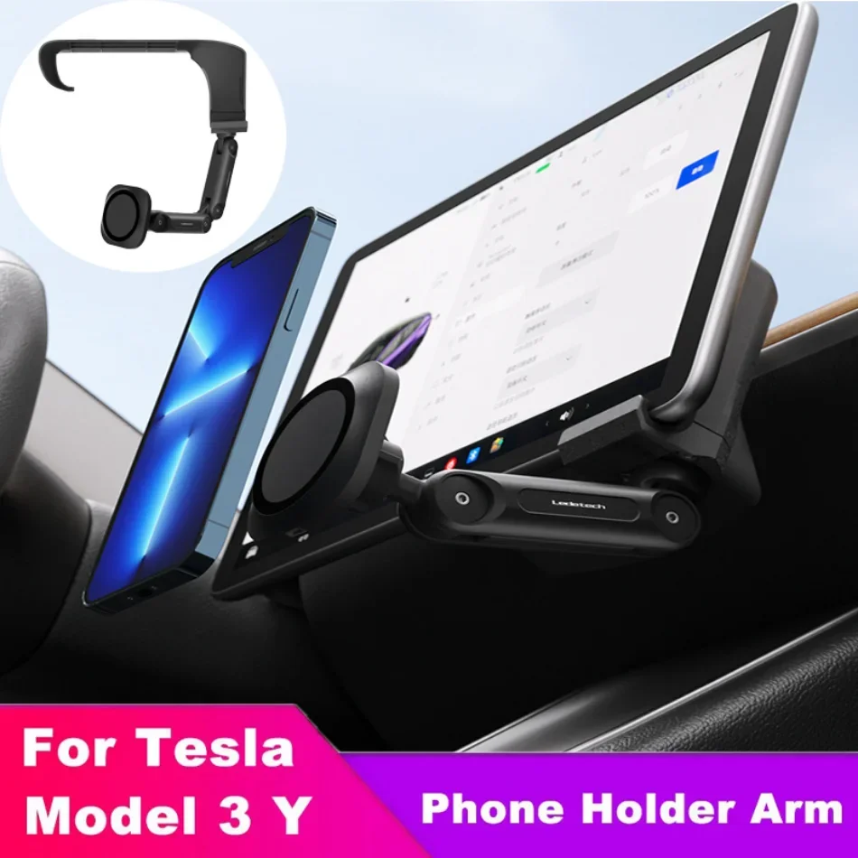 For Tesla Model 3 2021-2023 Model Y 2017-2024 Car Adjustable Central Control Screen Magnetic Wireless Magnetic Phone Holder