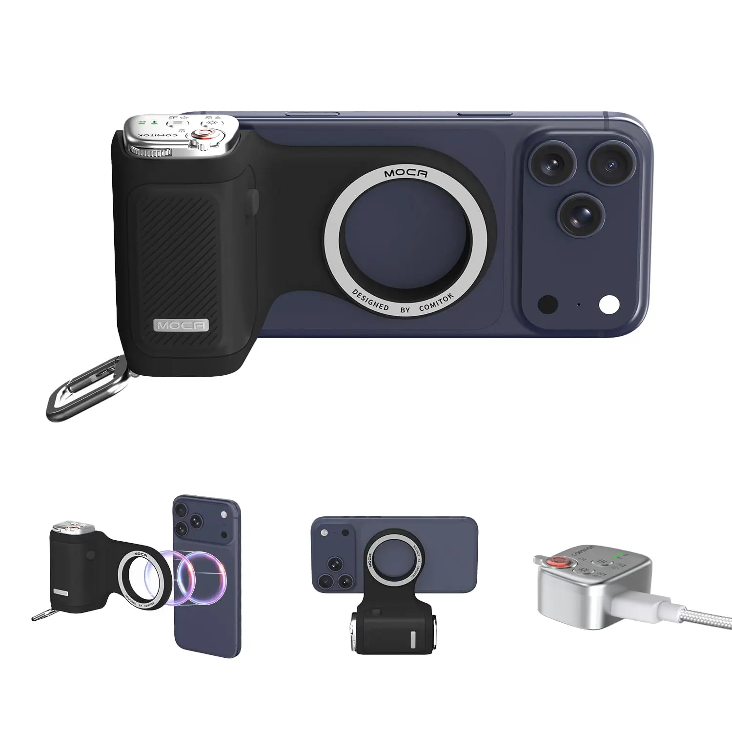 CG01 Magnetic Phone Grip Remote Handle for iPhone - One-Hand Use Vlog/Selfie Strong Magnet Anti-Slip Stable Grip