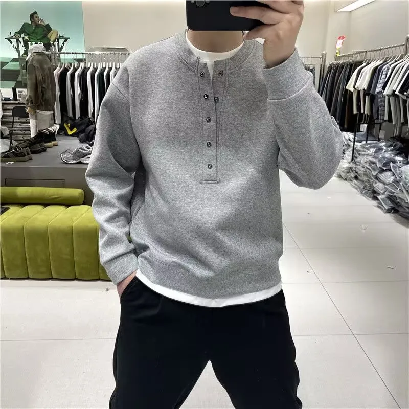 New Plaid Sweatshirt Men Round Neck Pullover Autumn Spring Long Sleeved T-shirts Man Print Hoodies Round Neck Pullover Clothing