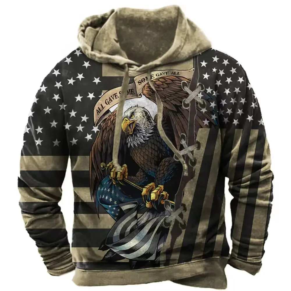 2025 Men's Hoodies Sweatshirt U.S. Flag Graphics Vintage Tops Male Hoody Oversized Clothes Pullover Casual Street Loose Hoodie
