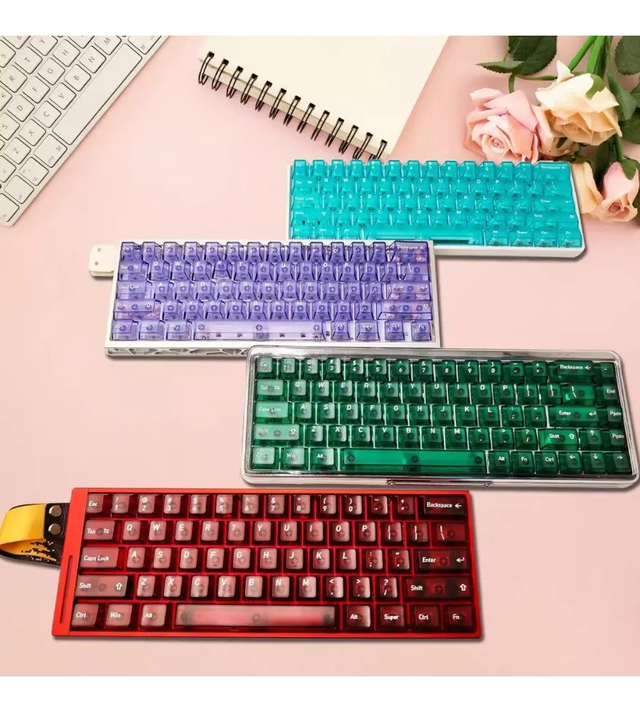Black mist transparent keycap engraved transparent keycap magnetic axis original atkrs6 mechanical keyboard full change ez63/RS6