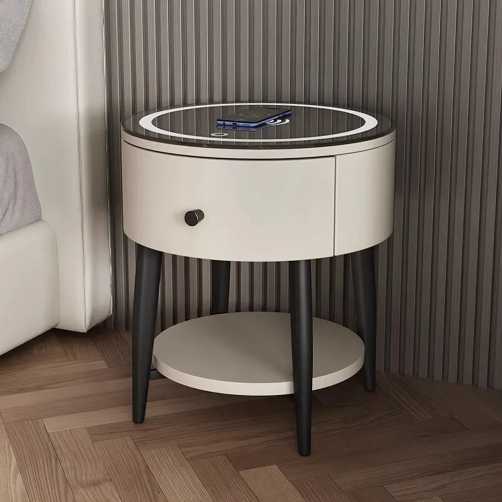 Smart Modern Nightstand, Minimalist Multifunctional Drawers Design, Wireless Charger Sofa Nachttisch