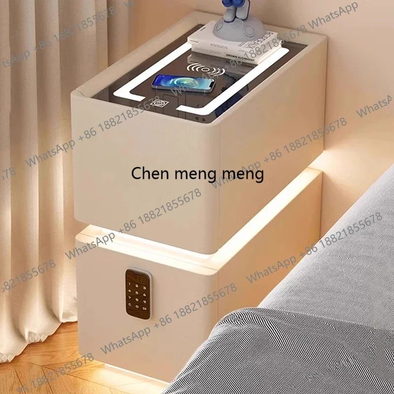 DD  Nordic Minimalist Nightstand Aesthetic Narrow Smart Wireless Charger Nightstand Luxury Storage Mesitas De Noche Home