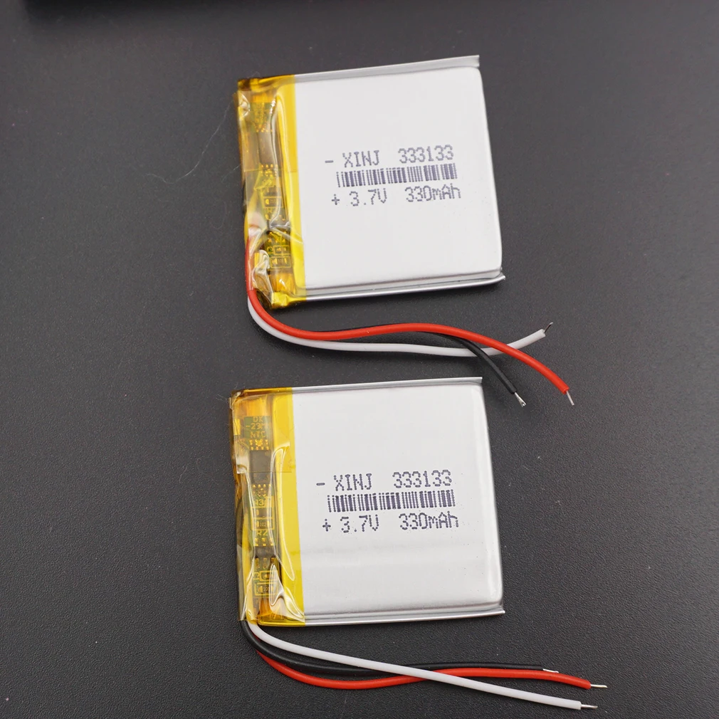 2pcs 3.7V 330mAh 1.22Wh Thermistor NTC 3 Wires Polymer Lipo Battery 333133 For GPS Driving Recorder Car Camera Bluetooth Speaker