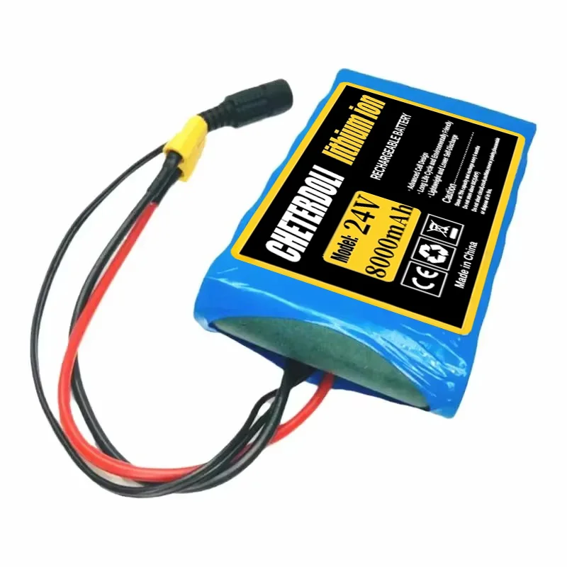 24V 8Ah 6S1P Battery Pack18650 Li-ion Rechargeable DC 25.2V With BMS Protection For Car Washing Machine CCTV Camera With Charger