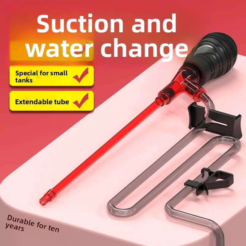 Manual Aquarium Siphon Vacuum Cleaner – Mini Water Changer for Desktop Fish Tanks, Pet Poop & Gravel Cleaner with Flow Control
