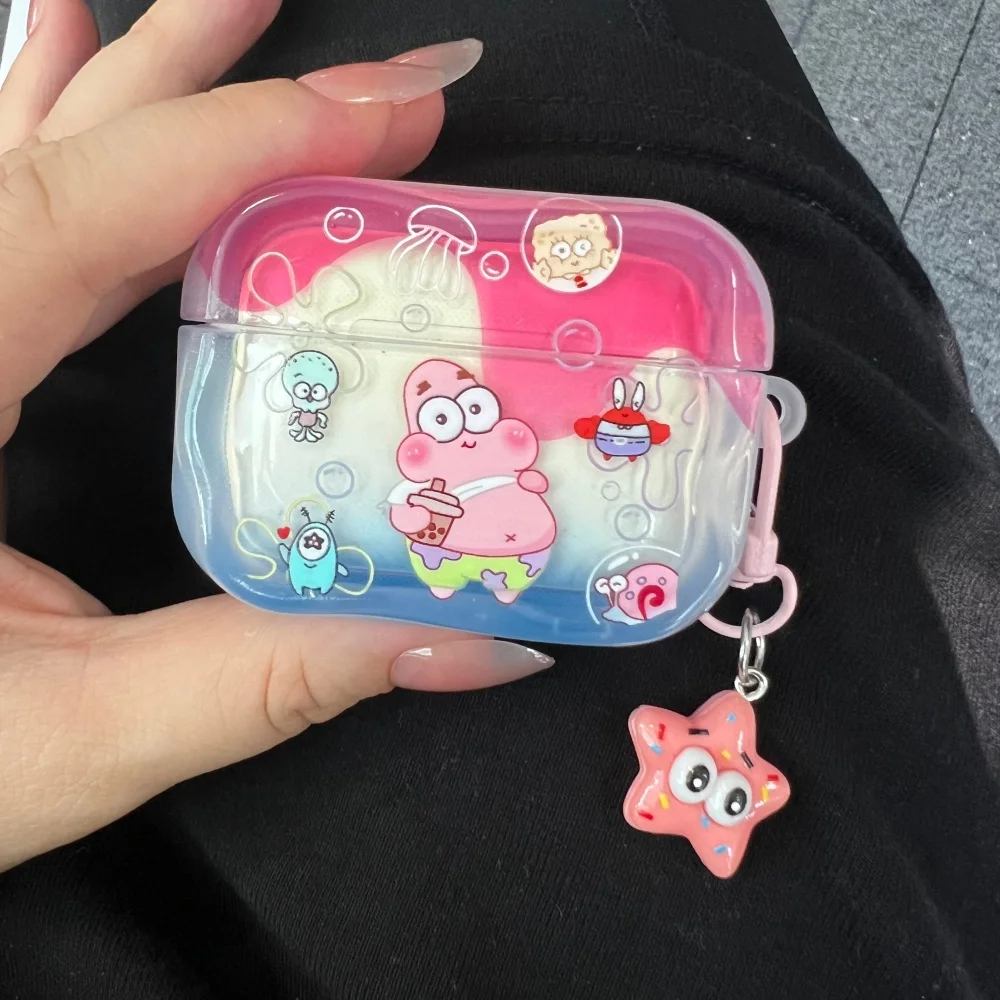 Cute Cartoon SpongeBob Patrick Star Case for Apple Airpods Pro3 Headphone Protective Case for Airpods Pro2 Pro 4 3 2 1 TPU Case