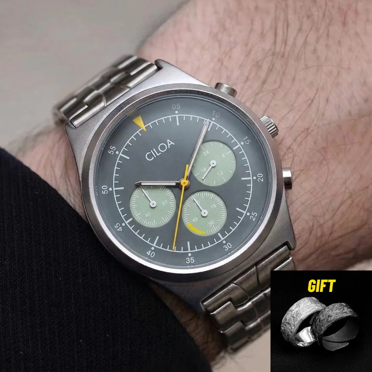 CILOA Light Luxury Niche Retro Chronograph Men's Watch, High-end Wristwatch for Business Casual Daily