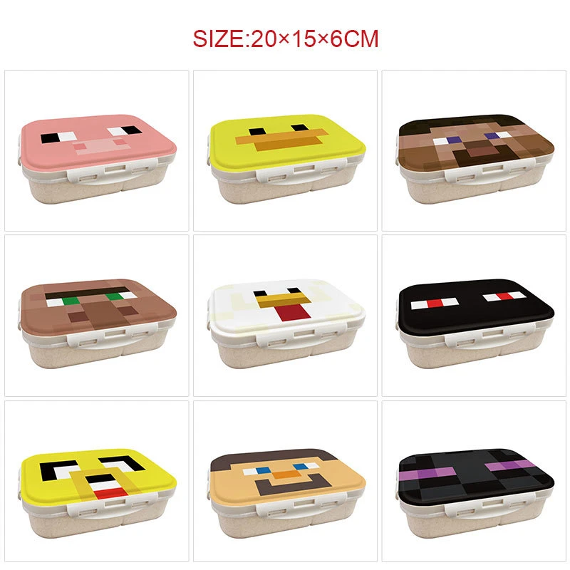 Minecrafted 3-piece Japanese-style insulated lunch box with a detachable handle and lid, suitable for women, backpacking, office