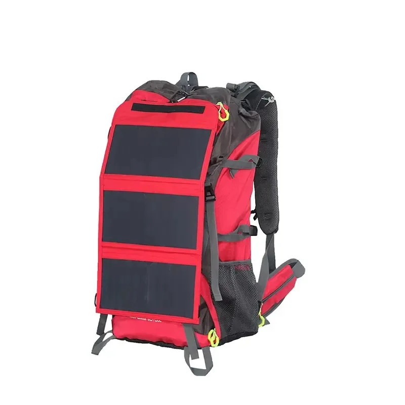 2026Custom Solar Panel Backpack Smart 68L 20W 6V USB Waterproof Computer Laptop Bag for Travel Hiking Outdoor Camping