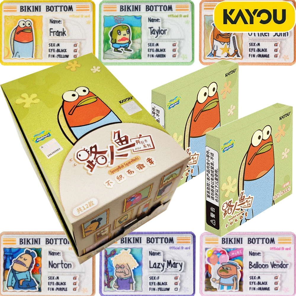KAYOU Genuine SpongeBob SquarePants Non-woven Fabric Badge Animated Character Identity Card Series Backpack Pendant Accessories