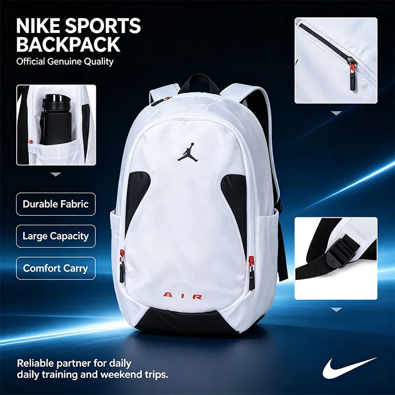 Nike Official Genuine Sports Backpack Official Genuine Men Women School Travel Training Large Capacity Durable Fashion Backpack