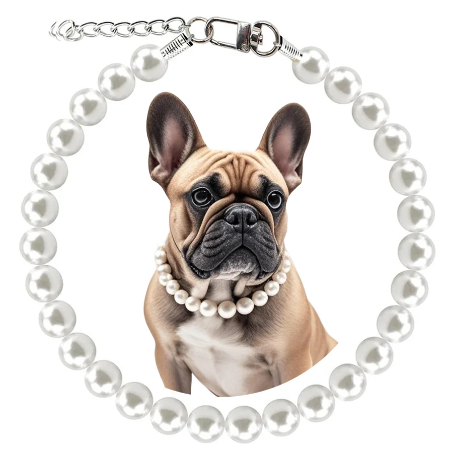 Pearl Dog Collar, Stainless Steel Wire Rope,Pearl Necklace Jewellery Accessories for Medium Large Dogs Occasions and Gatherings