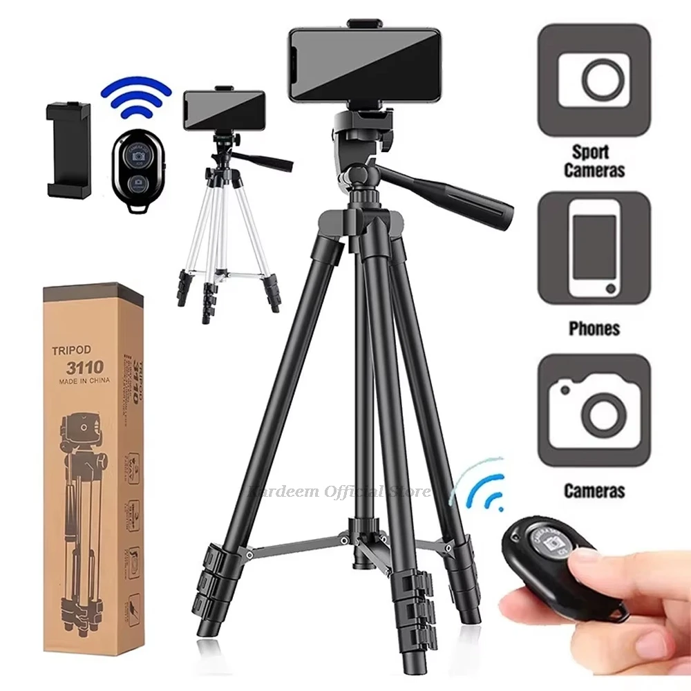 Portable Tripod for Phone Lightweight Camera Tripod Stand with Bluetooth Selfie Remote Phone Holder for Phone Video Photography