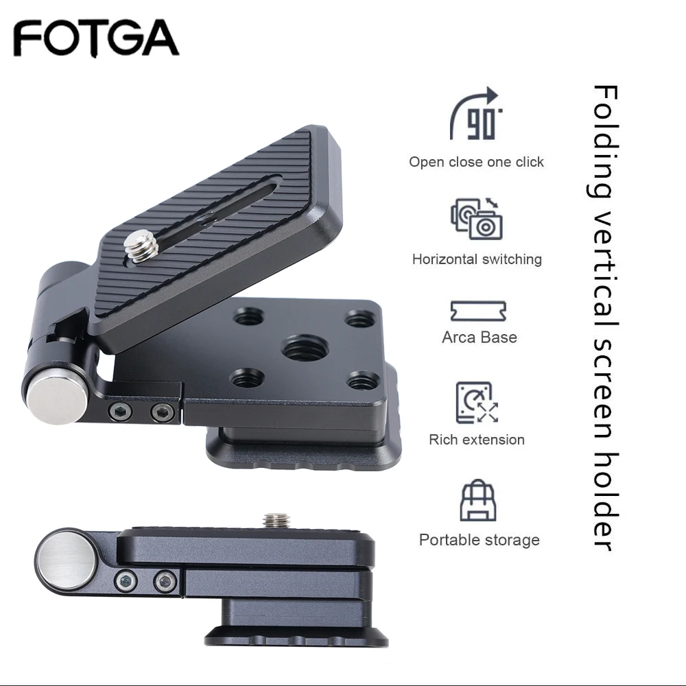 FOTGA Camera L-shaped Plate Foldable Vertical Holder with Cold Shoe 1/4