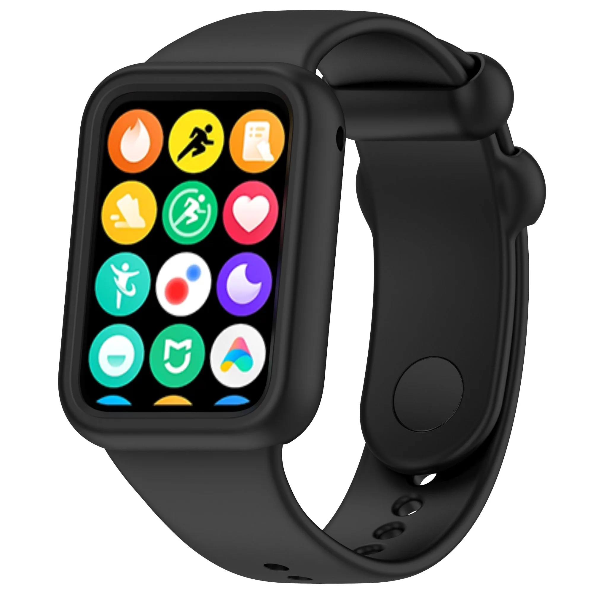 For Xiaomi Smart Band 8 Pro Watch Band Silicone Anti-scratch Strap with Case - Black