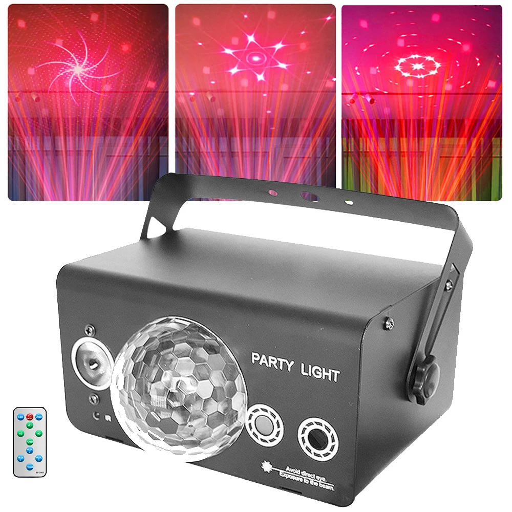 Party Light Sound Activated Magic Ball Light Remote Control Dj Disco Light LED Stage Strobe Lights 3IN1 Laser Light For Bar Club