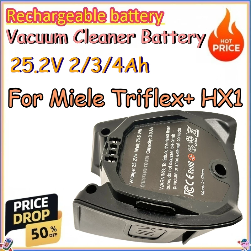 25.2V 2/3/4Ah Vacuum Cleaner Battery for Miele Triflex+ HX1 Replace The Battery of The Wireless Vacuum Cleaner