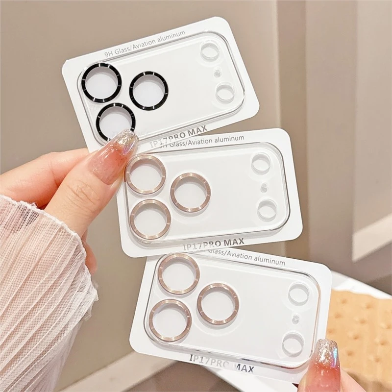 Bling Glitter Clear Camera Lens Protector Case For iPhone 17 16 15 14 Pro Max Plus 13 Mini Full Cover Anti Scratch Camera Glass