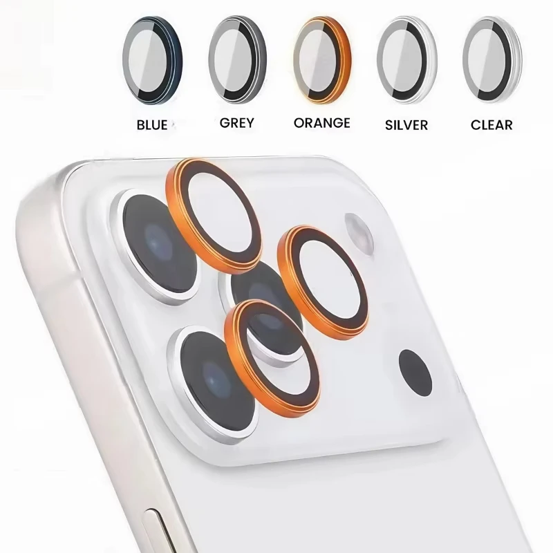 3D Metal Lens Protector Glass For iPhone 17 Pro 16 15 11 13 12 14 Pro Max Air 12 13 Mini Alloy Back Camera Ring Cover Lens Case
