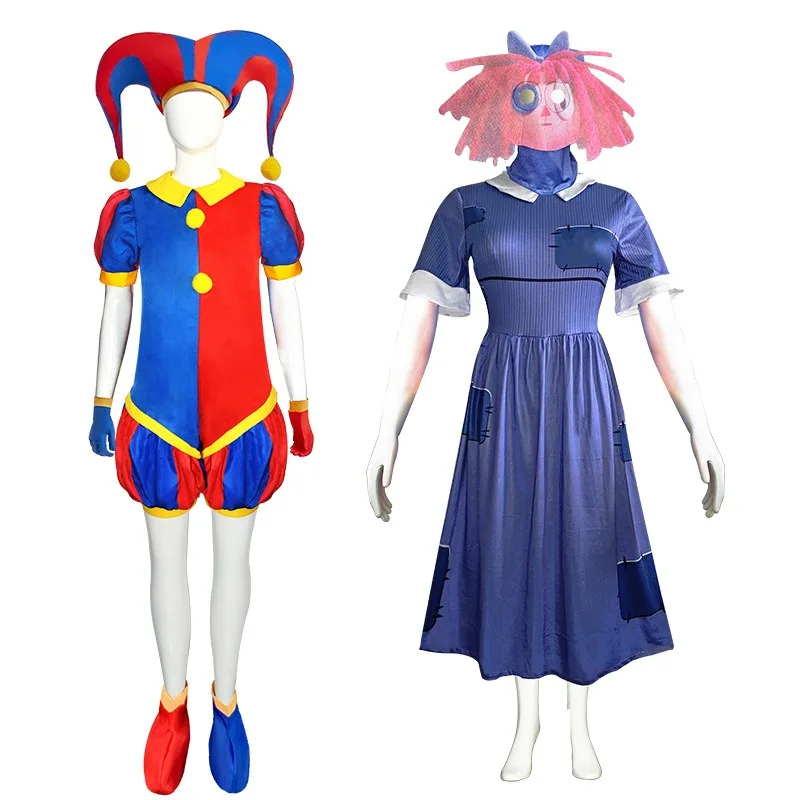 Anime Pomni Ragatha Cosplay Costumes Stunning Digital Circus Cosplay Dresses Hats Masks Ragatha Pomni Sutis Halloween Cosplay