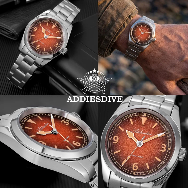ADDIESDIVE 100m Waterproof Top Brand Men's Watch 316L Stainless Steel Luminous Sapphire Glass AD2554 Japanese Quartz WatchesO