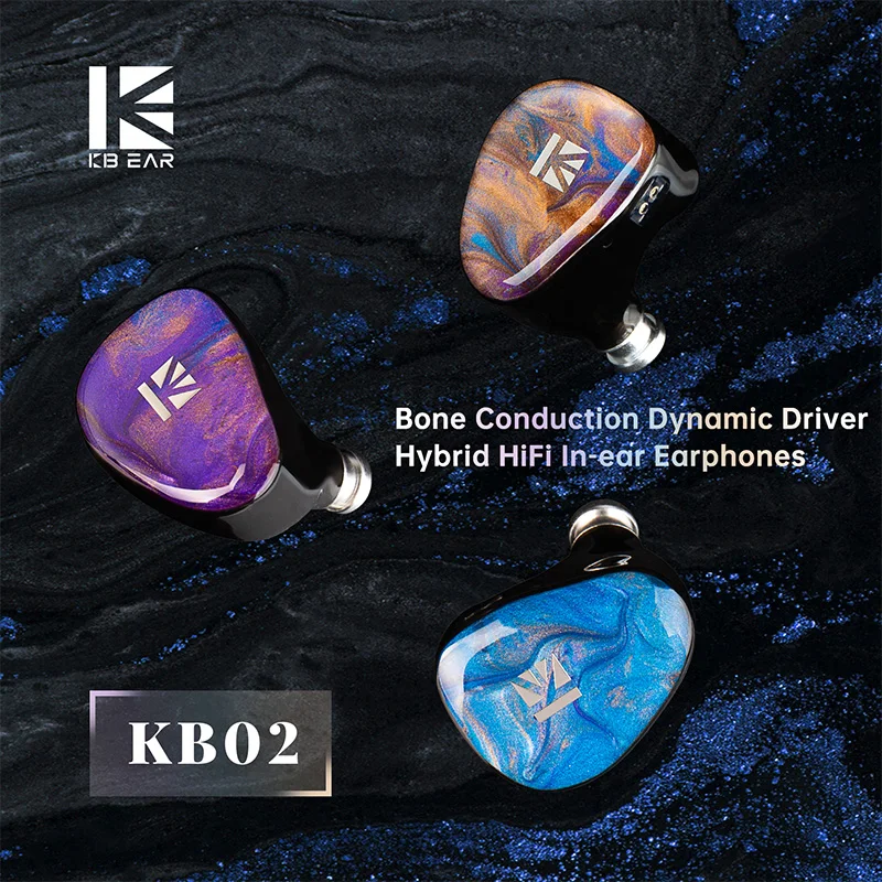 KBEAR KB02 Bone Conduction Dynamic Driver Hybrid Headphones 0.78mm/2PIN 3.5mm HIFI In Ear Monitor Wired Earphones Gaming Headset