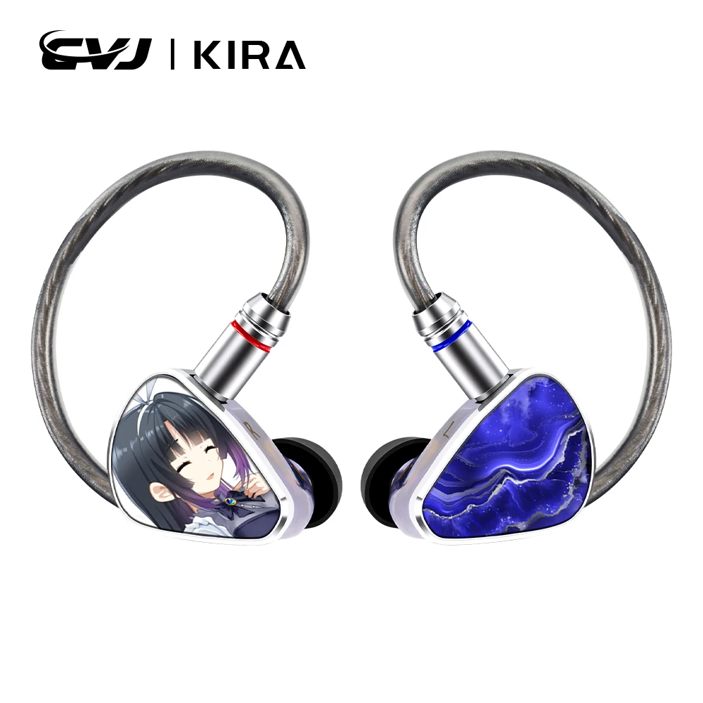 CVJ KIRA In Ear Monitors 10mm Dynamic Driver Wired Earphones HIFI IEM With MIC Silver-Plated Cable 3.5MM/4.4MM/Type-c Optional