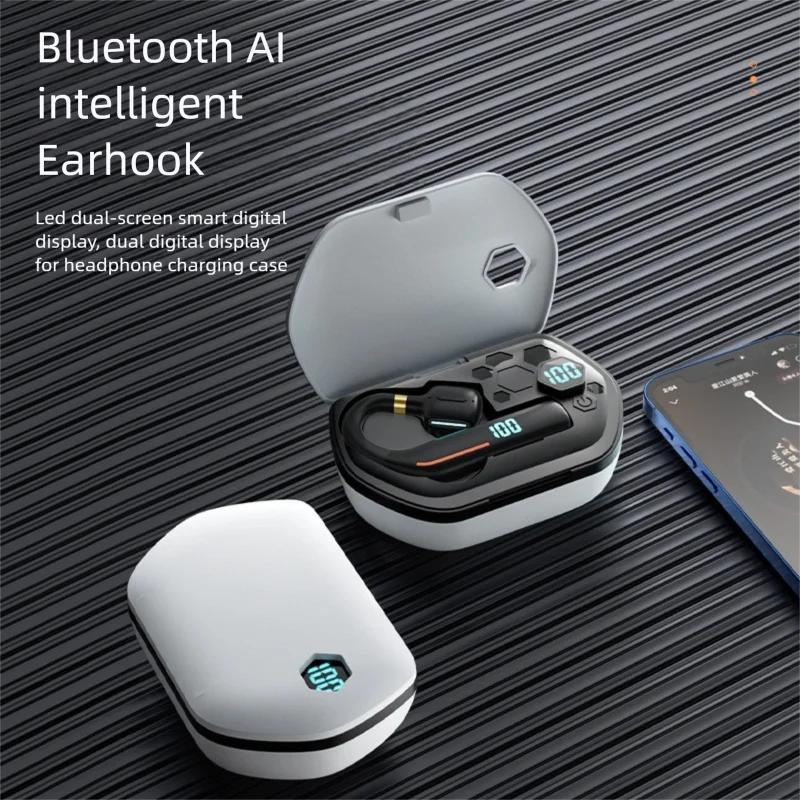 Smart Voice Control Bluetooth 5.2 OWS Ear hook Call Noise Reduction Incoming Call Name Dual Power Display 180° Rotate Earbuds
