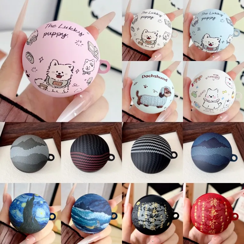 for Huawei FreeClip 2 S New Carbon Fibre Pattern Cute Puppy Earphone Case Cover Wireless Bluetooth Headset Box Protective Cover