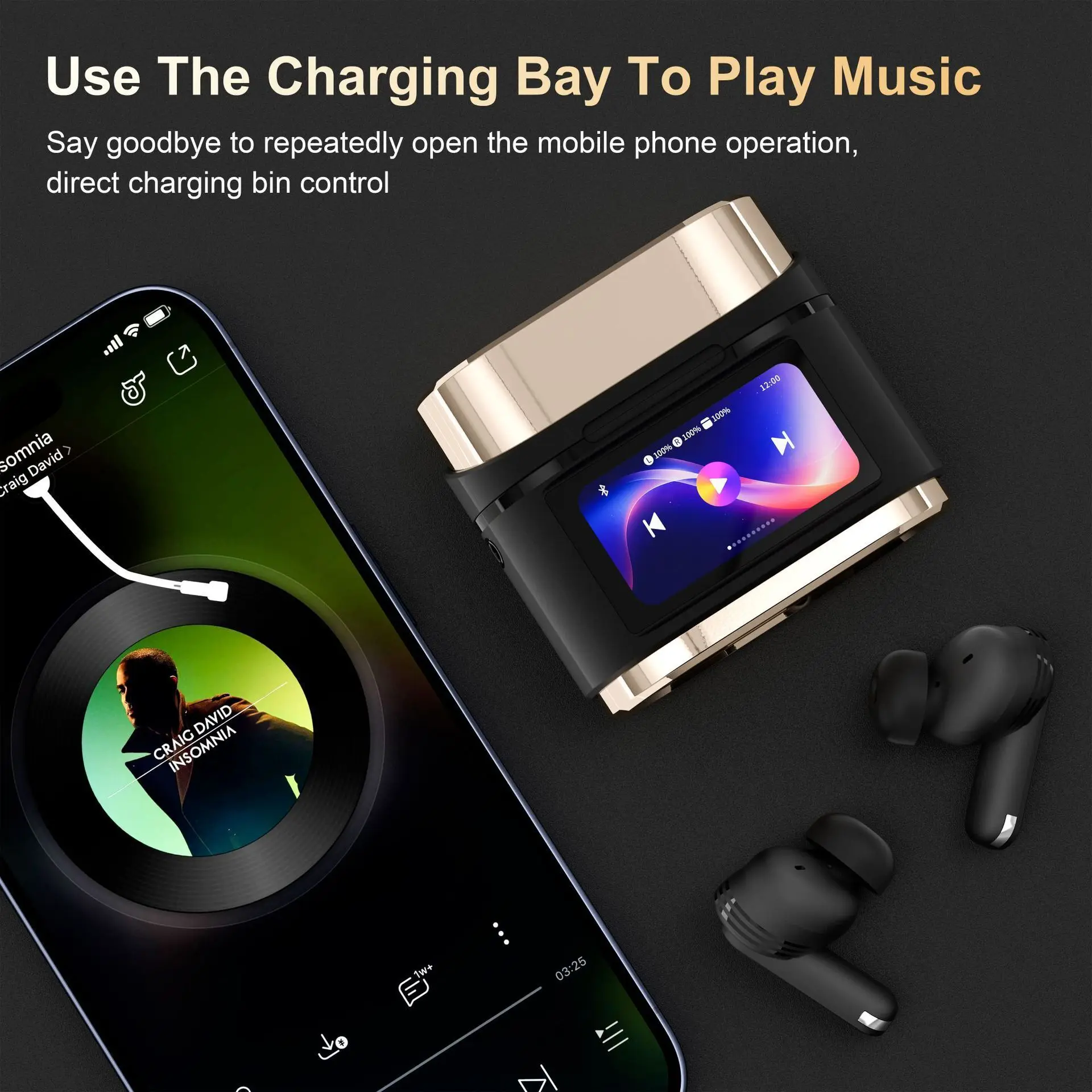 In-ear Smart ANC Noise Reduction Headset TRANS Audio Ultra-Long Standby Earbuds Touch Color Screen Wireless Bluetooth Earphones