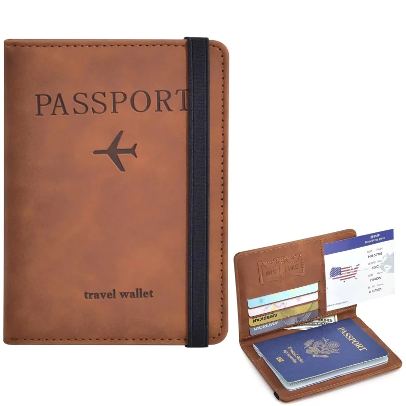 RFID Passport Holder PU Leather Travel Wallet Multifunctional Card Holder Case Cover for Women Men Travel Accessories