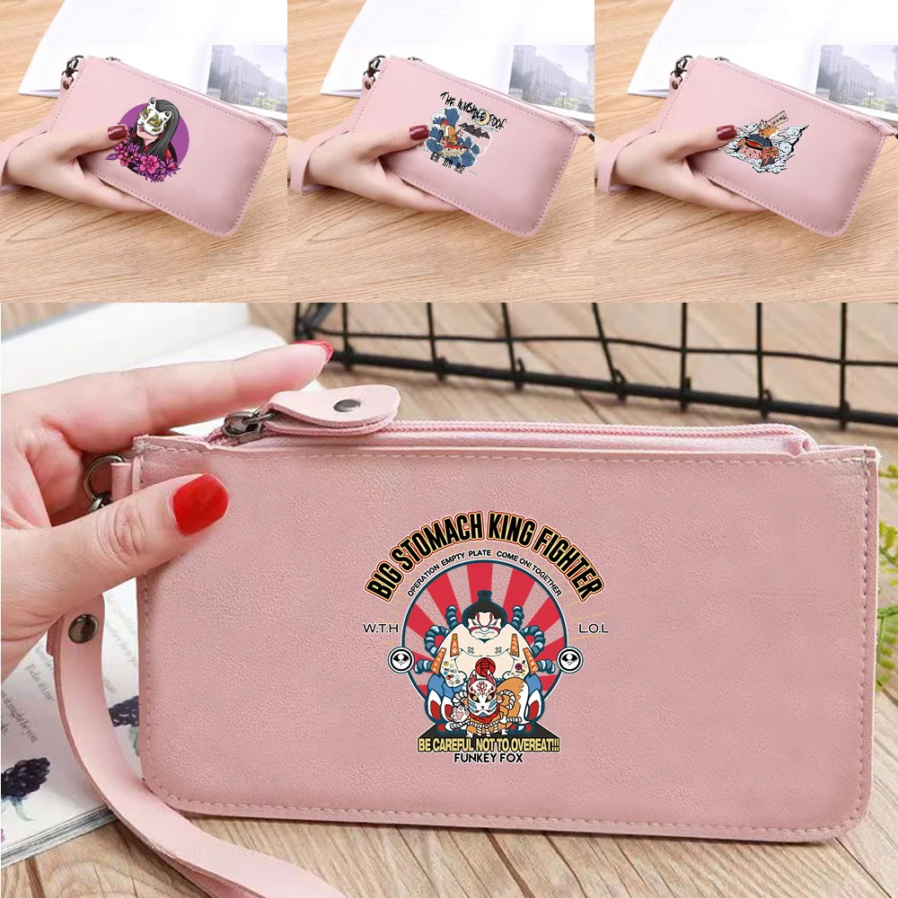 Women Zipper Wallet Credit ID Bank Card Holder Fashion Coin Purse Foldable Wallet Mask Print Clutch Waterproof Mobile Phone Bags