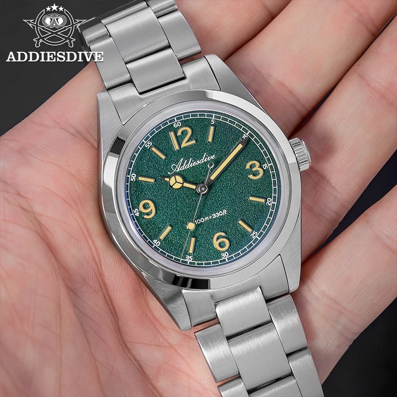 ADDIESDIVE Top Brand Men Watch 100M Waterproof Super Luminous Stainless Steel New Quartz Watch 36mm Elegant VH31 Watches For Men