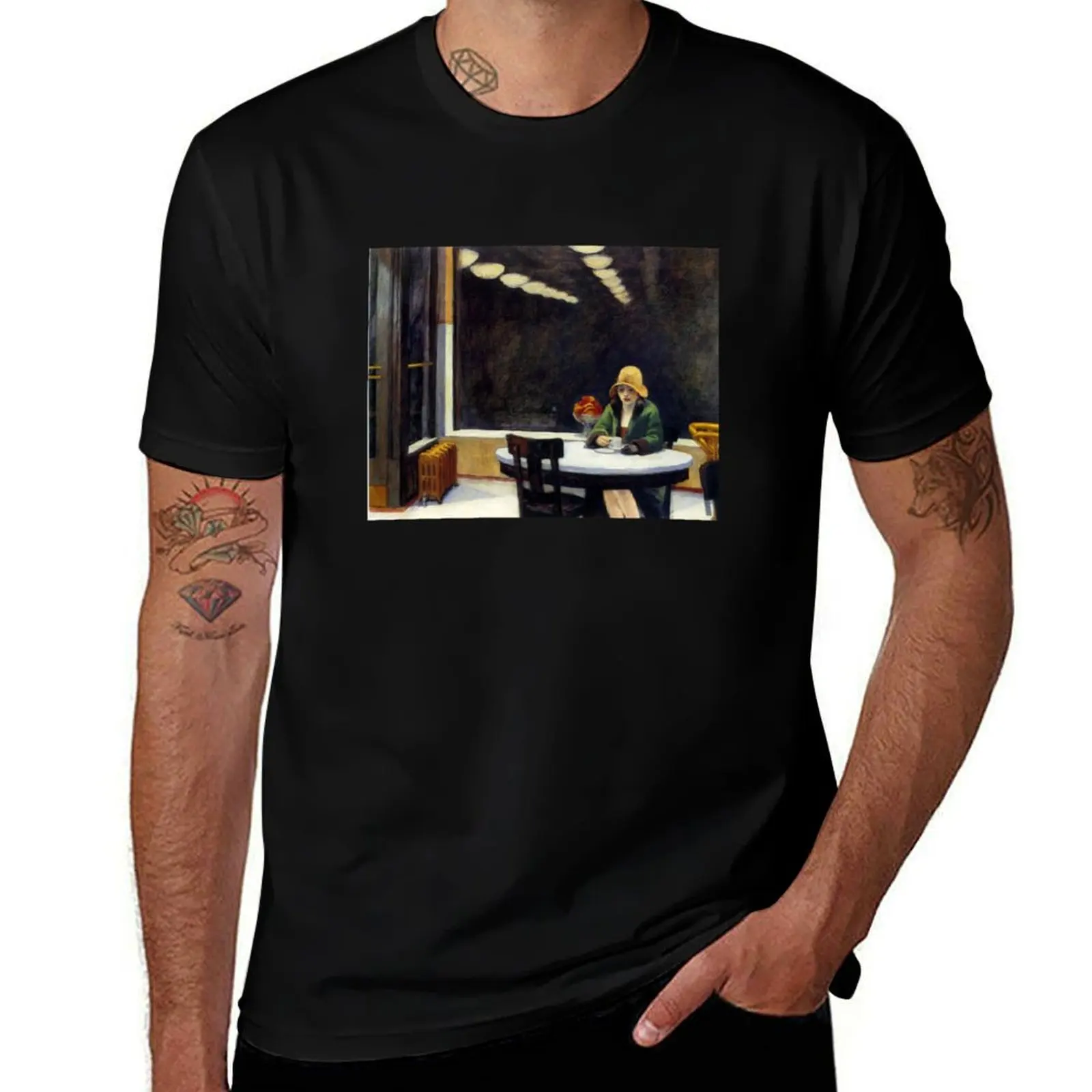 EDWARD HOPPER - AUTOMAT T-Shirt Basic Simple Design Short Sleeve Shirt