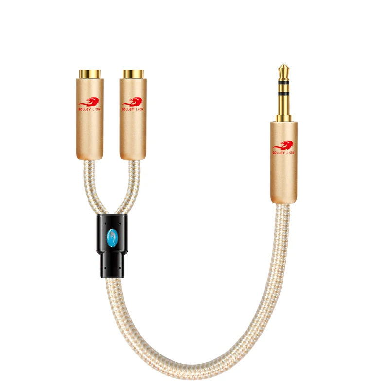 Audiophile 3.5 Breakout Cable 25cm Mini Jack 3.5mm to Dual 3.mm Female Plug for Headphone Microphone Laptop Shielding Cable