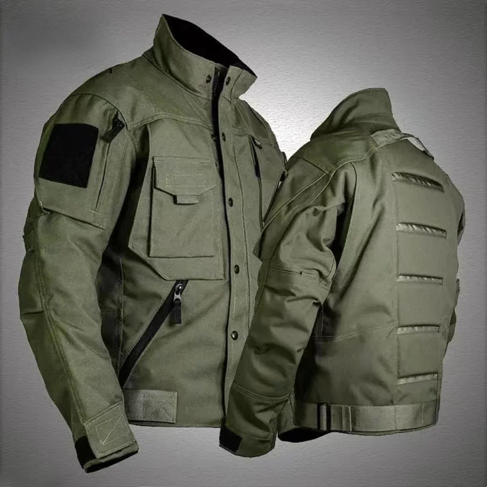 Military Tactical Jackets Men Motorcycle Jacket Multi-pocket Outdoor Sports Waterproof Windproof Coat Loose Zipper Windbreaker