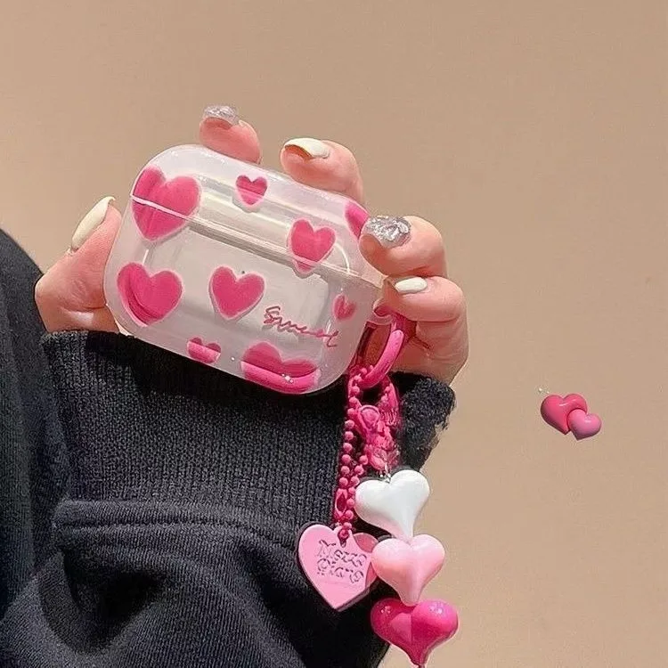 Rose Red Love Pendant Earphone Cover for Apple Airpods Pro3 Pro2 4 3 2 1 Wireless Bluetooth Shell Girl Gift