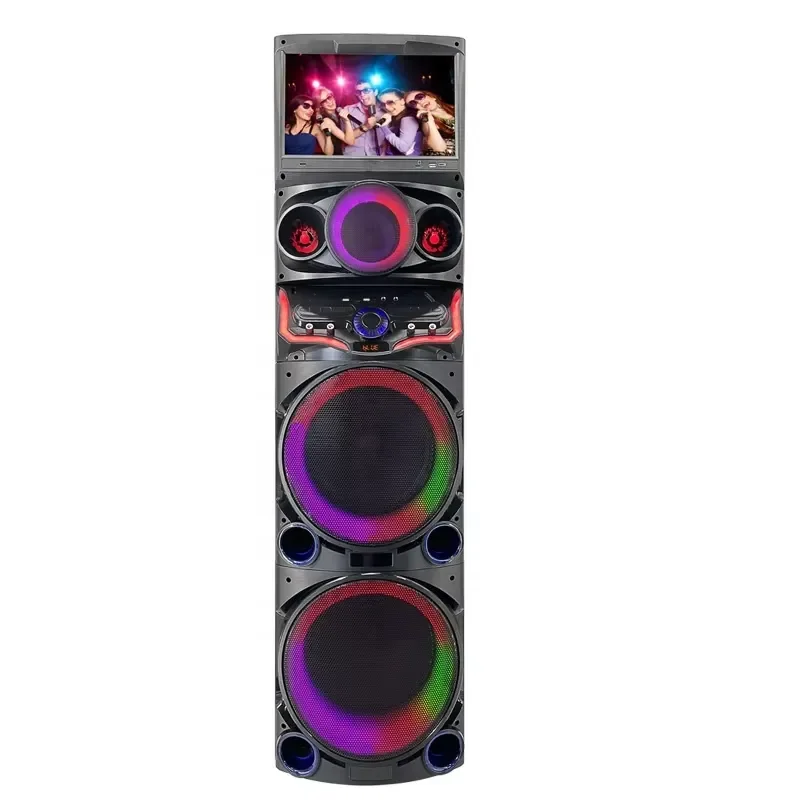 for High Power Party Karaoke DJ Speaker 15.4 Inch HD Touch Screen RGB LED Wireless Microphone Support Computer