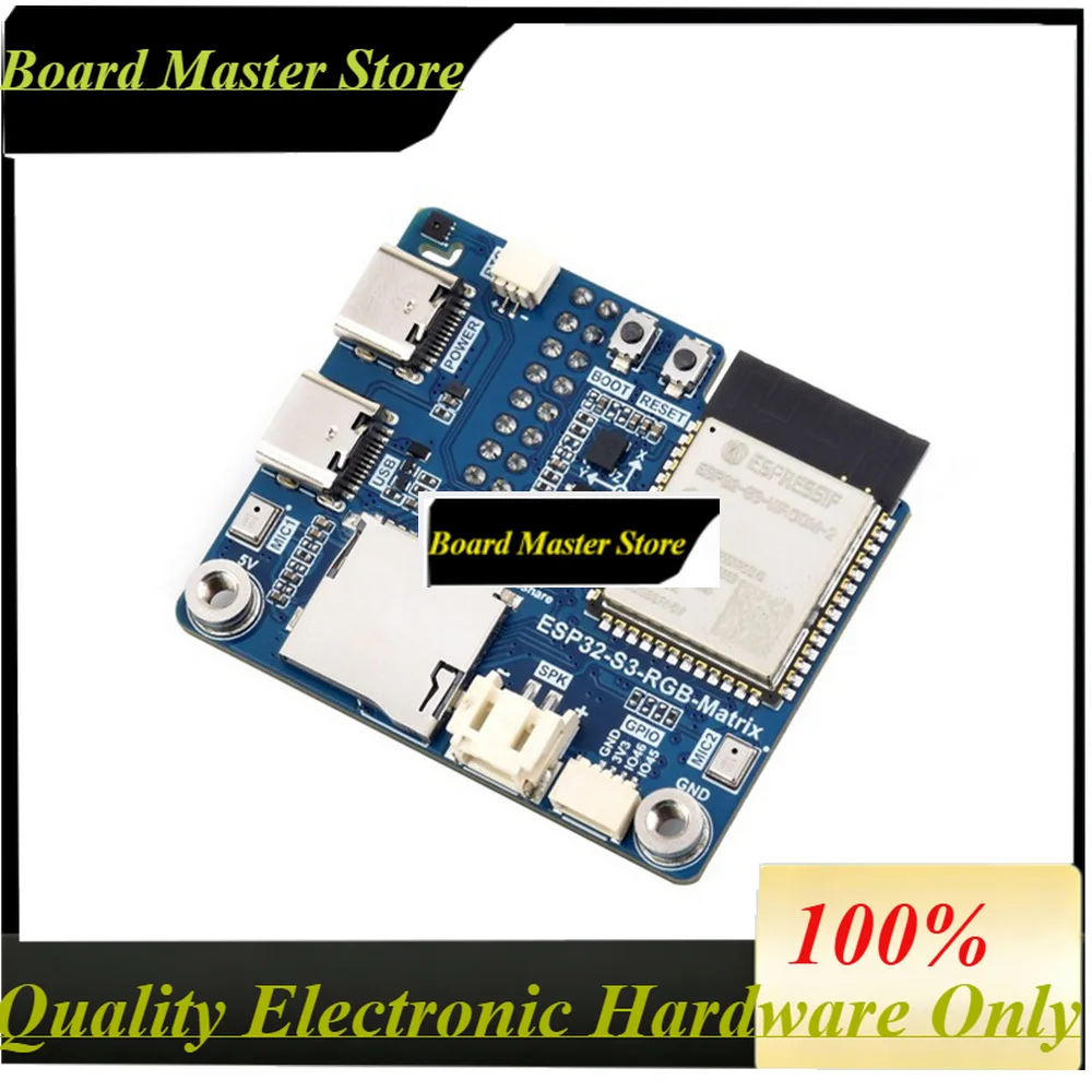 BoaMasMESP32-S3 RGB Matrix Driver Board Onboard Dual Microphones Array Supports 2.4 GHz Wi-Fi And Bluetooth 5 (BLE) Supports AI