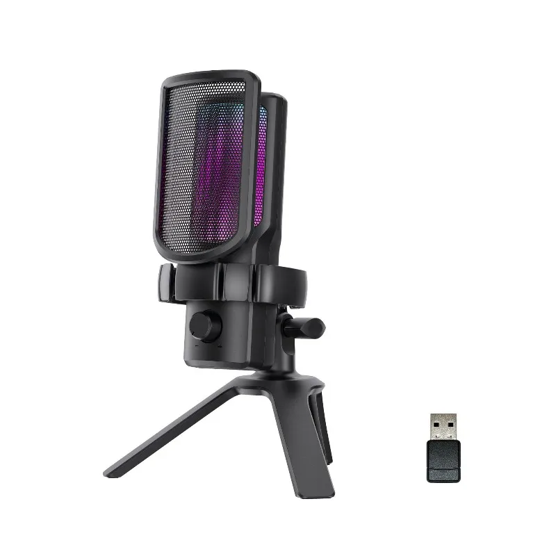 Wireless microphone Wired dual-mode RGB capacitor live broadcast e-sports game microphone monitor