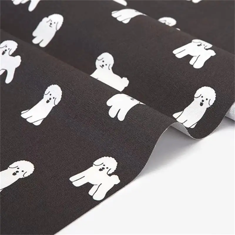 Cartoon Dog Digital Printed Cotton Canvas Fabric Handbag Dress Shoes Decorative Sewing Fabric