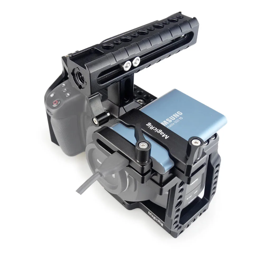 MAGICRIG BMPCC 4K 6K Camera Cage W/ NATO Rail Cold Shoe Top Handle T5 SSD Mount Clamp for Blackmagic Pocket Cinema Camera 4K /6K