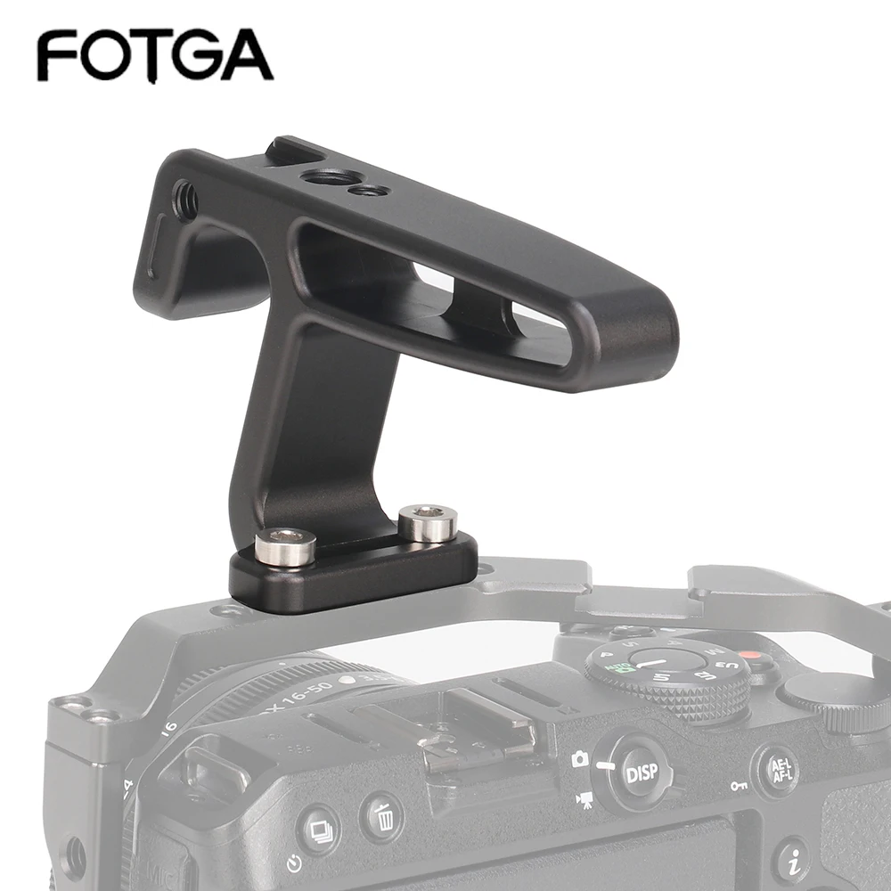 FOTGA Mini Top Handle Cold Shoe Mount For Mirrorless/Digital Cameras/Other Small Cameras (1/4”-20 Screws) Lightweight Vlogging
