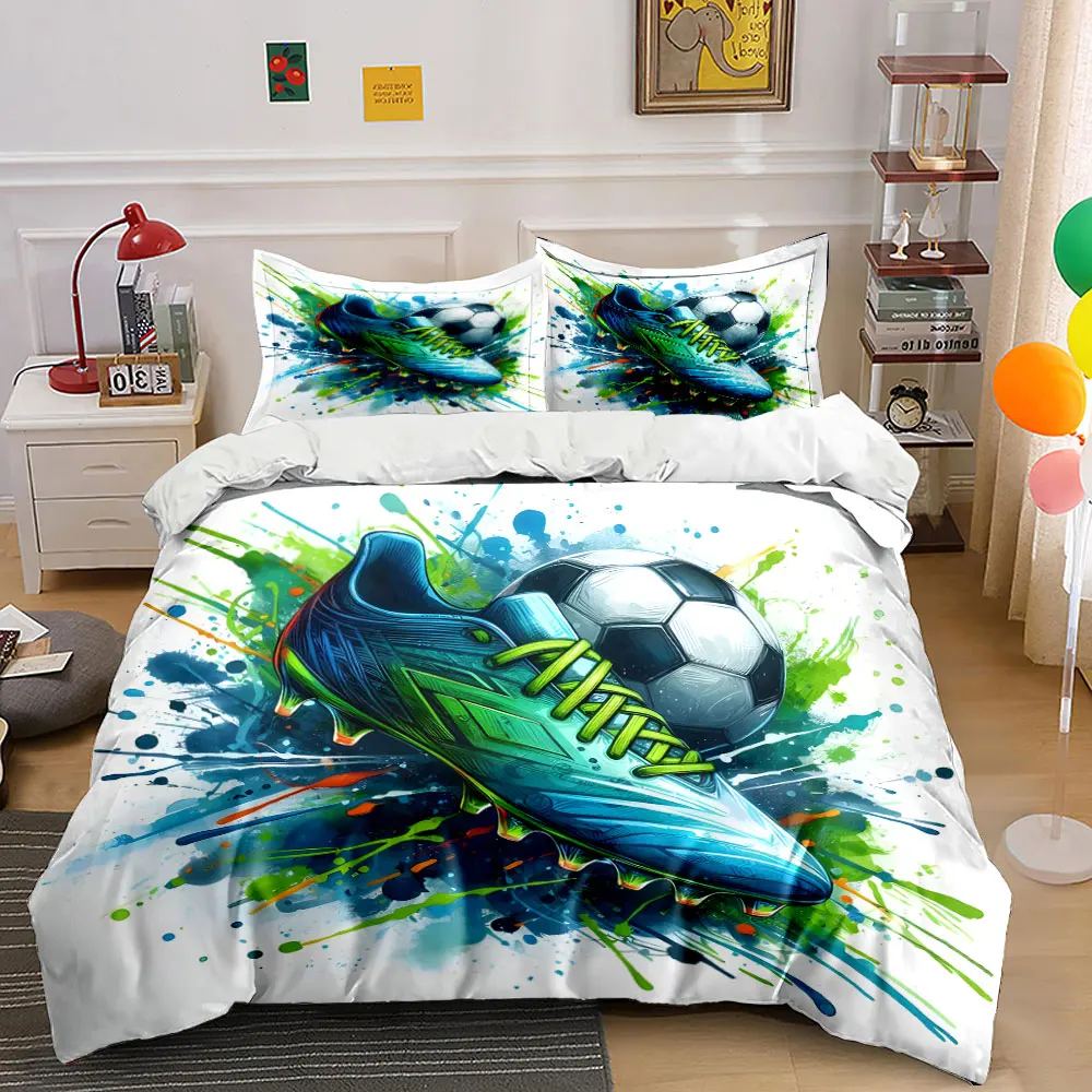 Vibrant soccer shoe with creative design Bedding Set for Kids Luxury Gift 3pcs Digital Print Comforter Set Soft Comfortable
