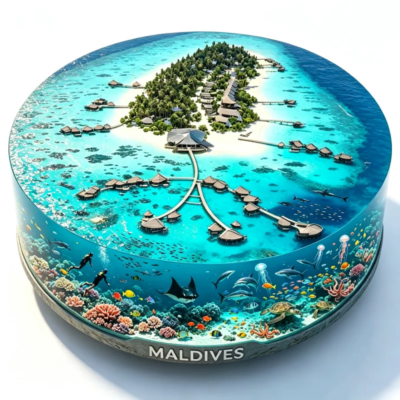 Maldives Fridge Stickers MetalA Alloy Material Diving Souvenirs Kani Islands Fridge Stickers Birthday Gifts Home Decoration